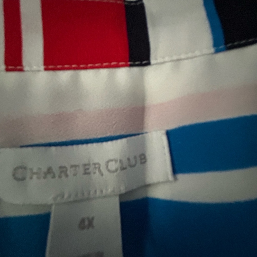 Charter Club White and Red Sleeveless Boxy Blouse - Picture 2 of 3